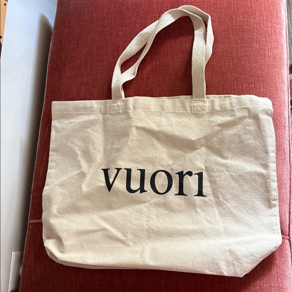 Vuori Cream Canvas Tote Bag βThe Rise. The Shine.β - Picture 1 of 4